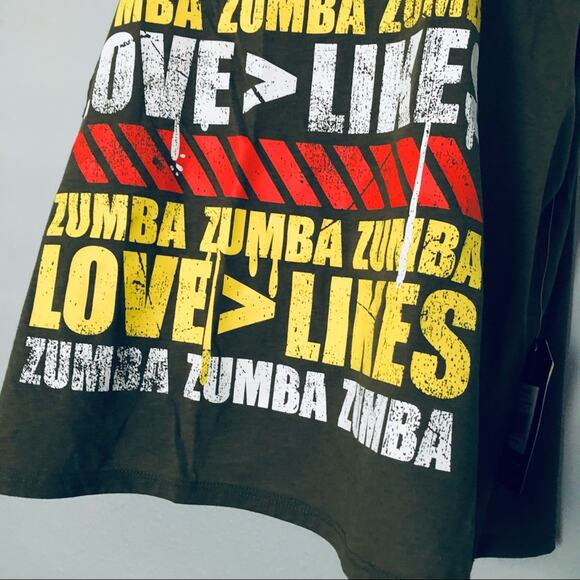 Zumba Dance Women's XL  'Love Over Likes' Open Back Workout Tank Top Green - Picture 3 of 9